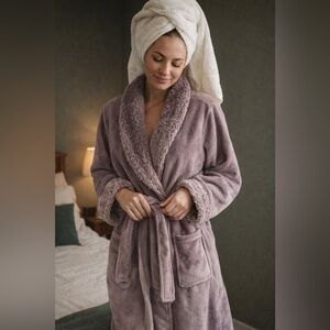 Carole Hochman Plush Spa Robe | Soft Cozy Belted Lounge Robe S Dusty Mauve
